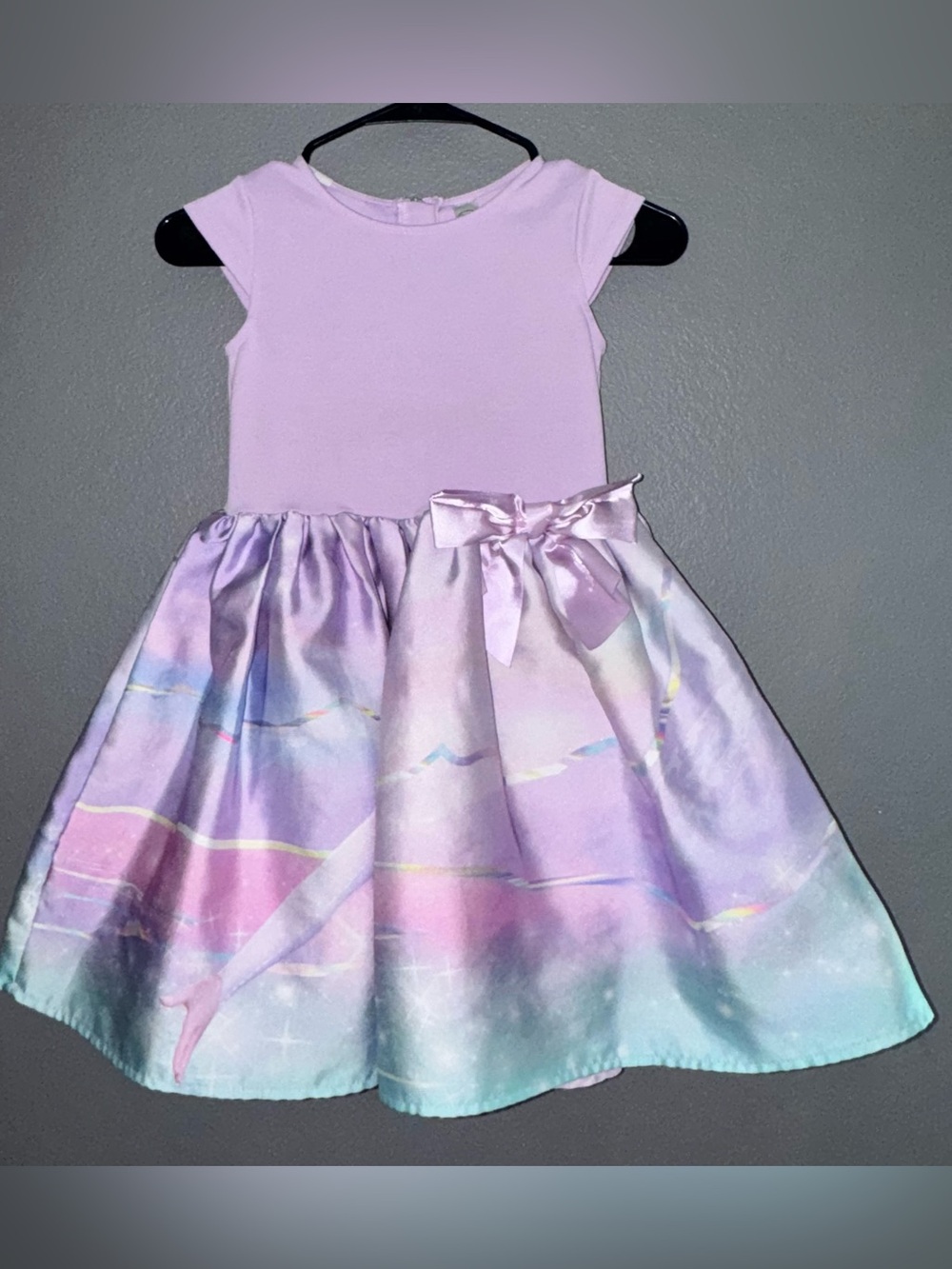 H&M Girls Disney Elsa Frozen Purple Short Sleeve Dress size 6/7